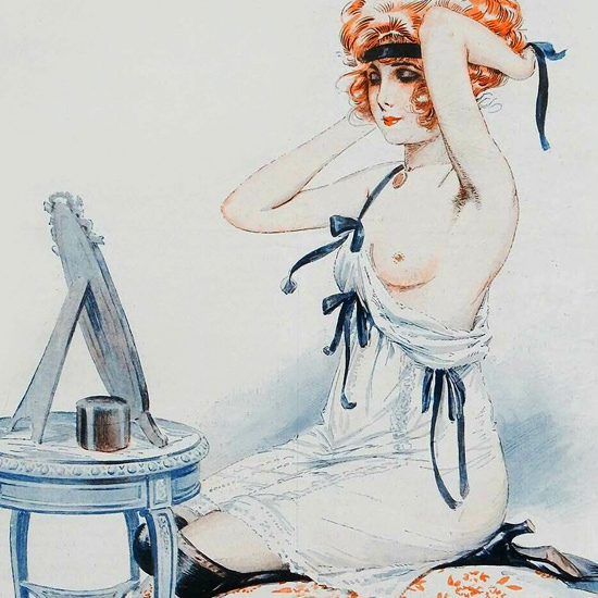 Detail Of Maurice Milliere La Vie Parisienne 1918 Femme Coiffee page | Best of Vintage Ad Art 1891-1970
