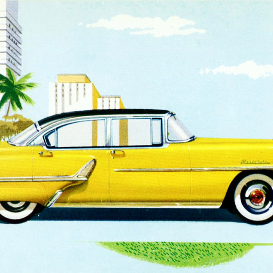 Detail Of Mercury Montclair Sedan 1955 Yellow | Best of Vintage Ad Art 1891-1970