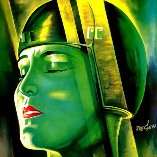 Detail Of Metropolis Movie Green UfA 1927 | Best of Vintage Ad Art 1891-1970