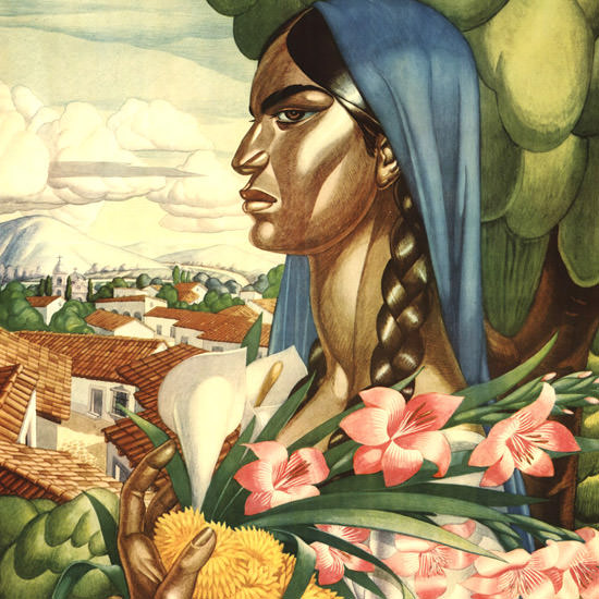 Detail Of Mexico Woman 1940s | Best of Vintage Ad Art 1891-1970