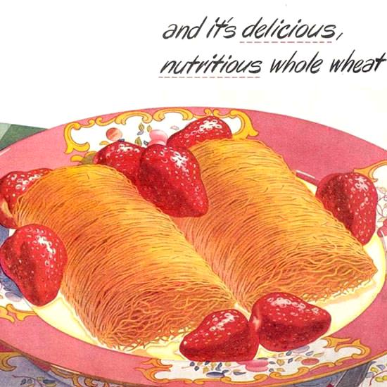 Detail Of Nabisco Shredded Wheat Good Morning 1945 | Best of 1940s Ad and Cover Art