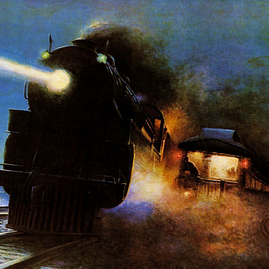 Detail Of New York Central Lines 1925 Night Scene | Best of Vintage Ad Art 1891-1970