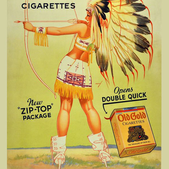 Detail Of Old Gold Indian Chief Girl 1939 Pin-Up Girl George Petty | Best of Vintage Ad Art 1891-1970