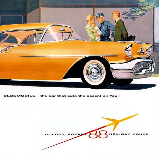 Detail Of Oldsmobile 1957 Golden Rocket 88 Holiday Coupe | Best of Vintage Ad Art 1891-1970