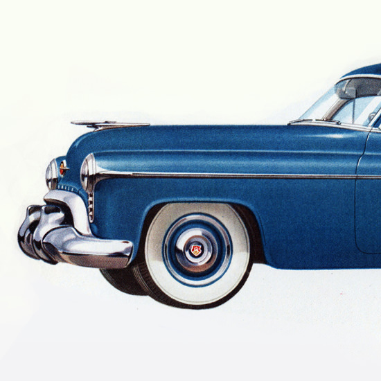 Detail Of Oldsmobile 98 4-Door Town Sedan 1950 | Best of Vintage Ad Art 1891-1970