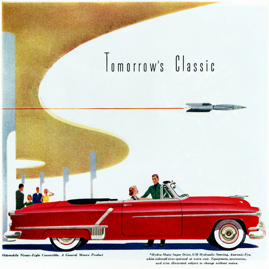 Detail Of Oldsmobile Ninety Eight Convertible 1952 | Best of Vintage Ad Art 1891-1970