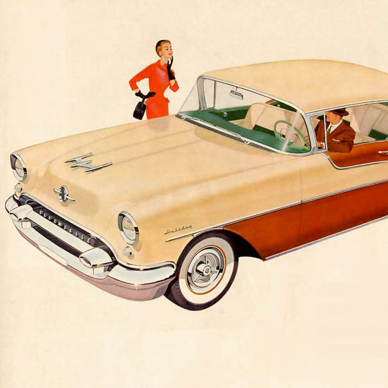 Detail Of Oldsmobile Ninety-Eight DeLux Coupe 1955 | Best of Vintage Ad Art 1891-1970