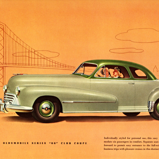 Detail Of Oldsmobile Series 60 Club Coupe 1948 | Best of Vintage Ad Art 1891-1970