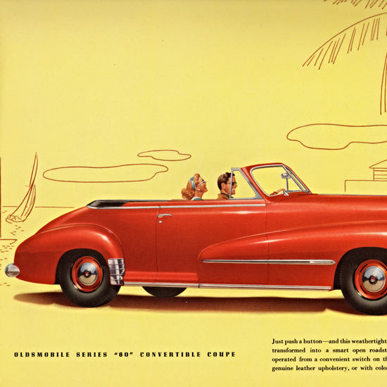 Detail Of Oldsmobile Series 60 Convertible Coupe 1948 | Best of Vintage Ad Art 1891-1970