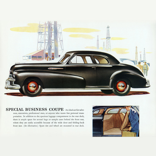 Detail Of Oldsmobile Special Business Coupe 1942 Oil B | Best of Vintage Ad Art 1891-1970