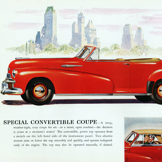 Detail Of Oldsmobile Special Convertible 1942 NYC | Best of 1940s Ad and Cover Art