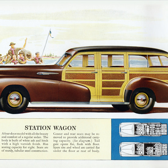 Detail Of Oldsmobile Station Wagon 1942 Boy Scouts | Best of Vintage Ad Art 1891-1970