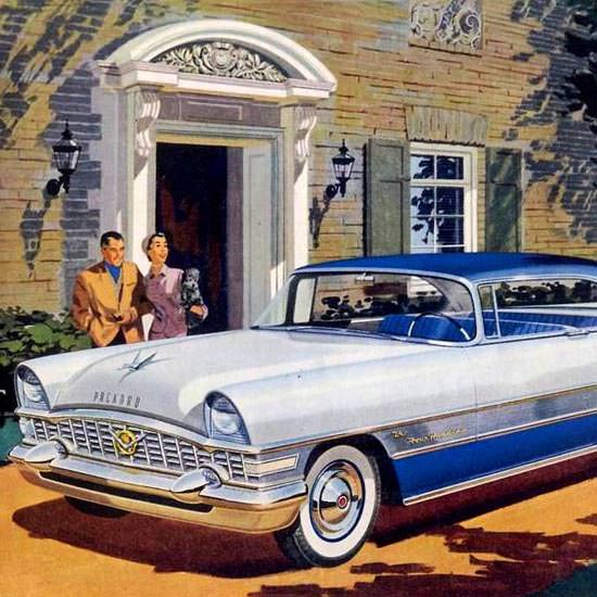 Detail Of Packard Four Hundred 1955 White Blue | Best of 1950s Ad and Cover Art