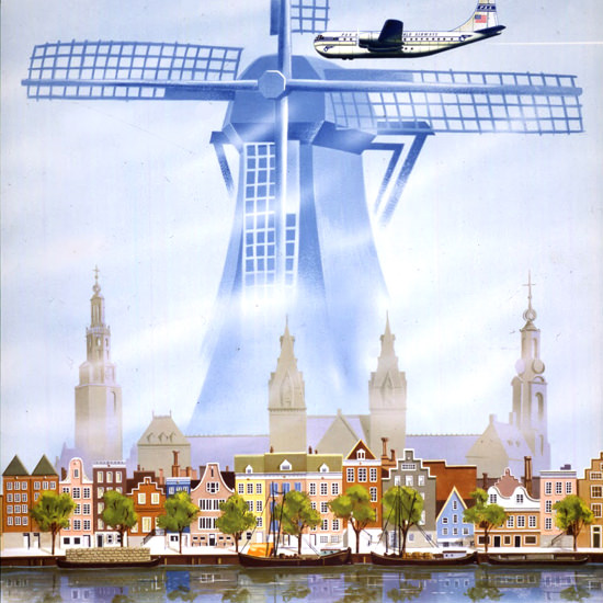 Detail Of Pan American Airways Amsterdam Clipper 1951 | Best of 1950s Ad and Cover Art