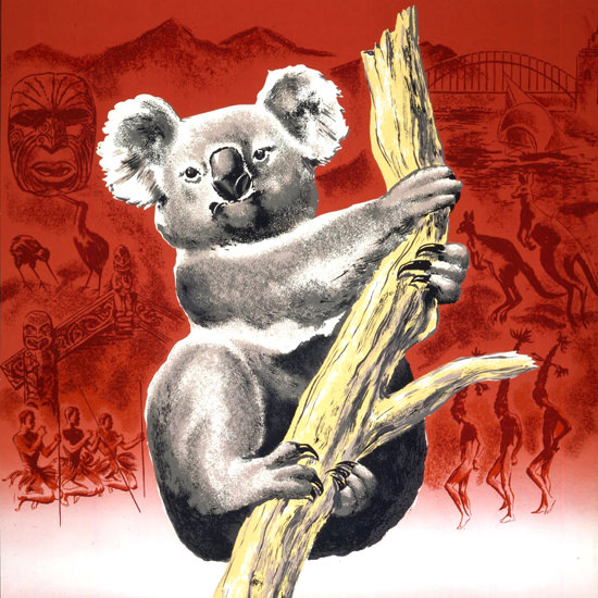 Detail Of Pan American Australia New Zealand 1950s | Best of Vintage Ad Art 1891-1970