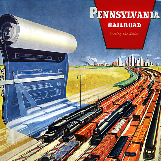 Detail Of Pennsylvania Railroad Eyes On Tomorrow 1945 | Best of Vintage Ad Art 1891-1970