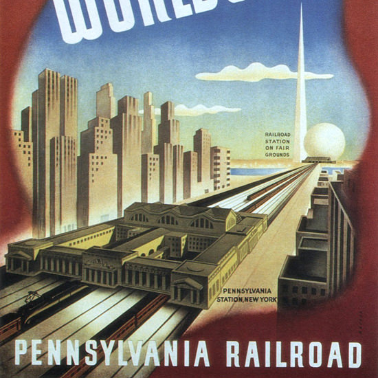 Detail Of Pennsylvania Railroad New York Worlds Fair 1939 | Best of 1930s Ad and Cover Art