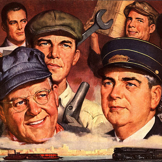 Detail Of Pennsylvania Railroad Working Partners 1946 | Best of Vintage Ad Art 1891-1970