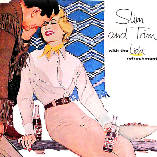 Detail Of Pepsi-Cola Slim And Trim Girl Pepsi 1958 | Best of Vintage Ad Art 1891-1970