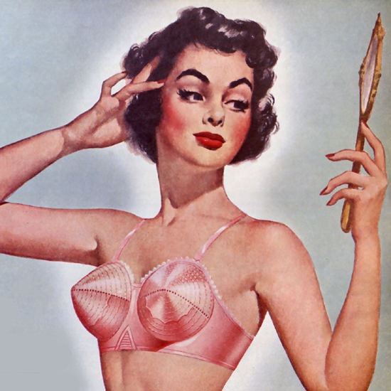Detail Of Perma Lift Bra Stitched Cup Lingerie 1951 | Best of Vintage Ad Art 1891-1970