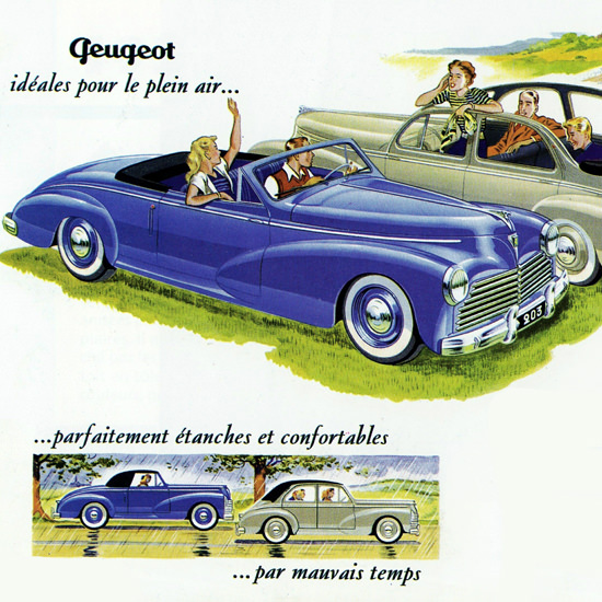 Detail Of Peugeot 203 Luxe Berline N Cabriolet 1952 | Best of Vintage Ad Art 1891-1970
