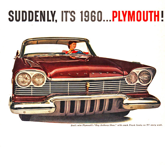 Detail Of Plymouth 1960 Ray Anthony Show Frank Leahy | Best of Vintage Ad Art 1891-1970