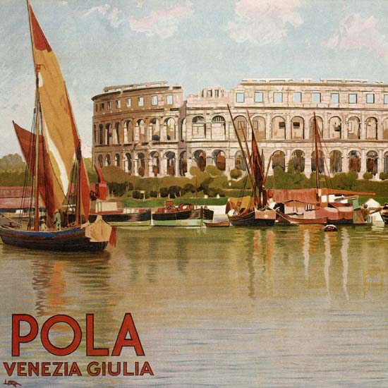 Detail Of Pola Venezia Giulia Italy Italia Colosseum | Best of Vintage Ad Art 1891-1970