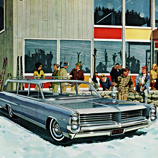 Detail Of Pontiac Bonneville Custom Safari 1964 Ski Arena | Best of 1960s Ad and Cover Art