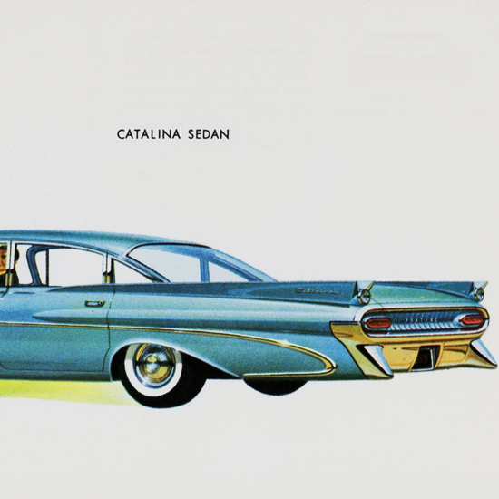 Detail Of Pontiac Catalina Sedan 1959 Blue | Best of Vintage Ad Art 1891-1970