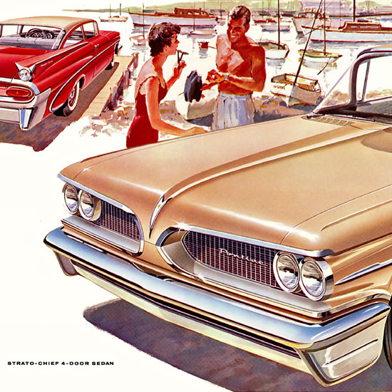 Detail Of Pontiac Strato Chief Sedan 1959 | Best of Vintage Ad Art 1891-1970