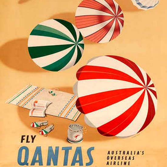 Detail Of Qantas Australia Australias Overseas Airline 1950 | Best of Vintage Ad Art 1891-1970