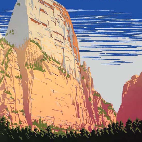 Detail Of Ranger Naturalist Zion National Park 1930s | Best of Vintage Ad Art 1891-1970