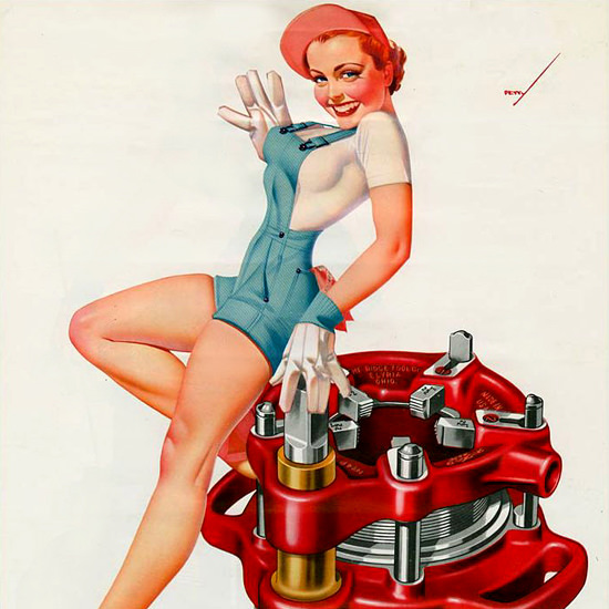 Detail Of Ridgid George Petty Calendar June 1953 | Best of 1950s Ad and Cover Art