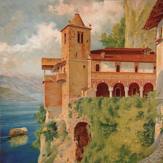 Detail Of S Caterina Del Sasso Lac Majeur Lake Maggiore | Best of Vintage Ad Art 1891-1970