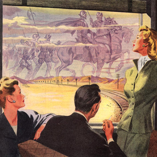 Detail Of Santa Fe Mirage On The Santa Fe 1946 | Best of Vintage Ad Art 1891-1970
