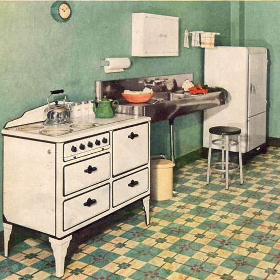 Detail Of Sealex Floors And Walls Kitchen 1933 | Best of 1930s Ad and Cover Art