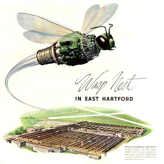 Detail Of Shell Wasp Nest Pratt Whitney Aircraft 1952 | Best of 1950s Ad and Cover Art