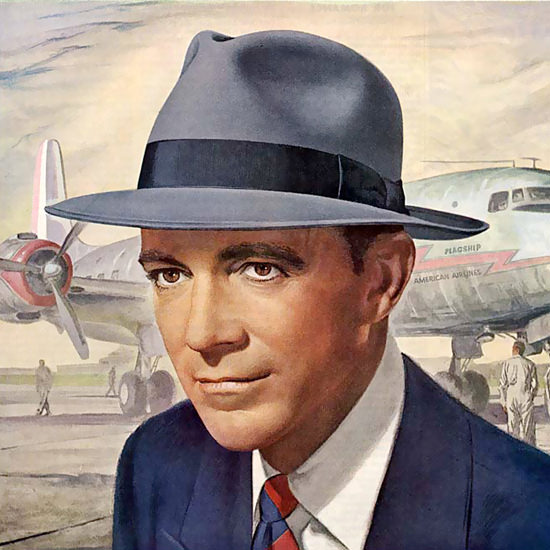 Detail Of Stetson Hat Dana Andrews Cadet Flagship 1949 | Best of Vintage Ad Art 1891-1970