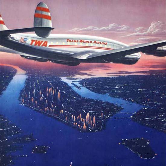Detail Of TWA Moyen Orient Super Constellation 1946 | Best of 1940s Ad and Cover Art