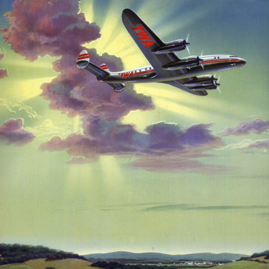 Detail Of TWA San Francisco 1957 Super Constellation | Best of Vintage Ad Art 1891-1970