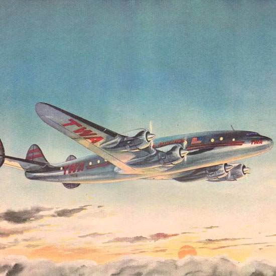 Detail Of Trans World Airlines Super Constellation 1951 | Best of Vintage Ad Art 1891-1970