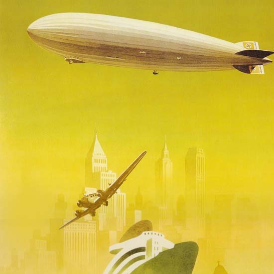 Detail Of Trip To Germany Zeppelin NewYork Berlin | Best of Vintage Ad Art 1891-1970