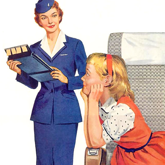 Detail Of United Air Career Stewardess Air Hostess 1955 | Best of Vintage Ad Art 1891-1970