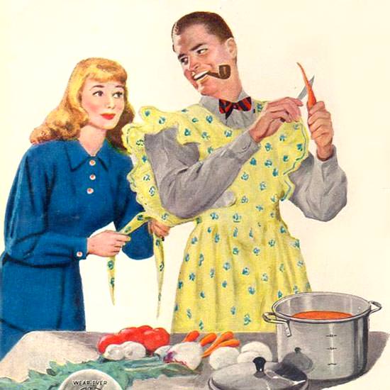 Detail Of Wear Ever Aluminum Utensils 1947 Kitchen Man | Best of Vintage Ad Art 1891-1970