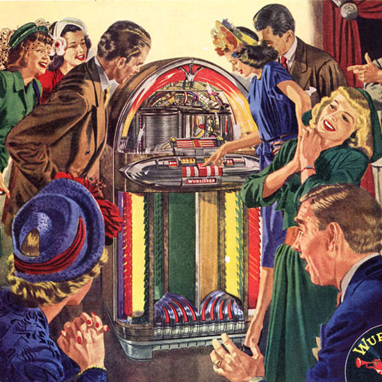 Detail Of Wurlitzer Phonograph Music 1947 | Best of 1940s Ad and Cover Art