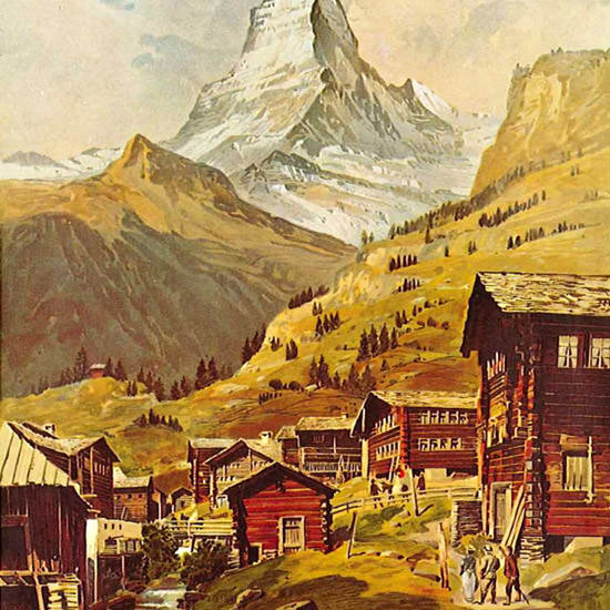 Detail Of Zermatt Chemins Fer Zermatt-Gornergrat 1898 | Best of 1891-1919 Ad and Cover Art