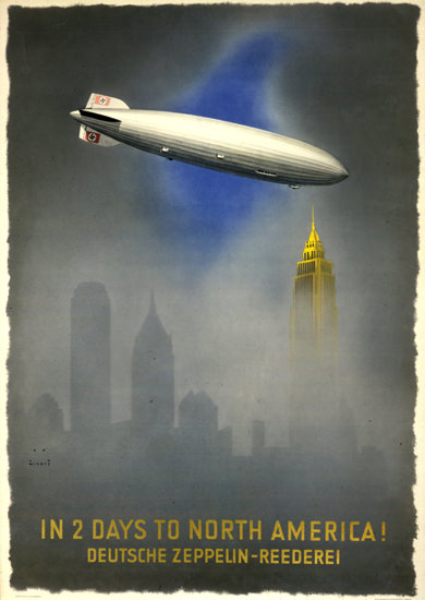 Deutsche Zeppelin Reederei North America 1937 | Vintage Travel Posters 1891-1970