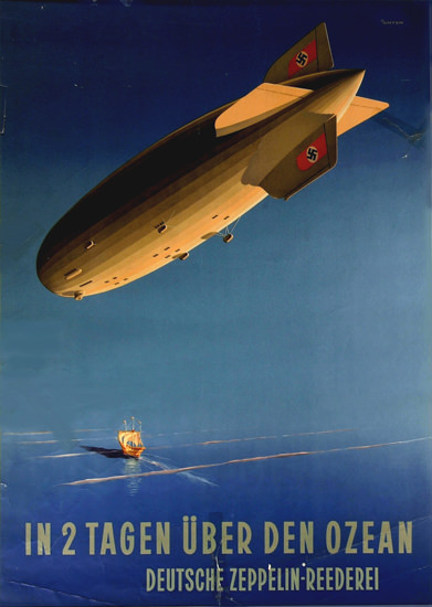 Deutsche Zeppelin Reederei Ueber Ozean 1935 | Vintage Travel Posters 1891-1970