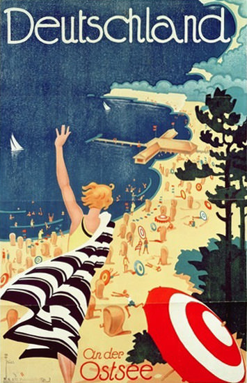 Deutschland An Der Ostsee 1930 Beach Germany | Vintage Travel Posters 1891-1970