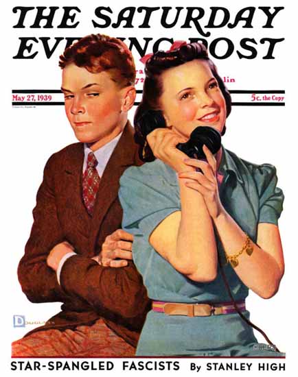 Douglass Crockwell Saturday Evening Post Phone Call Suitor 1939_05_27 | The Saturday Evening Post Graphic Art Covers 1931-1969